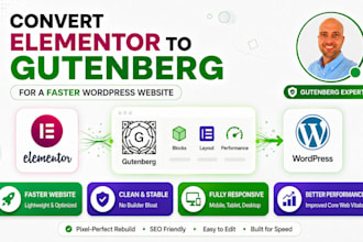 convert elementor to gutenberg for a faster wordpress website