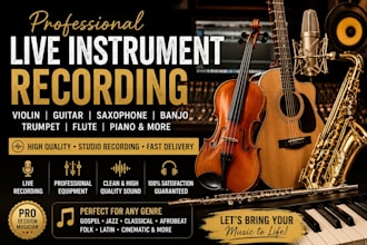 record professional violin guitar saxophone fiddle or banjo tracks