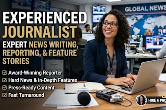 experienced journalist expert news writing reporting and feature stories