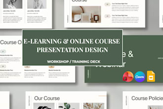 create elearning and online course presentation slides, workshop training deck