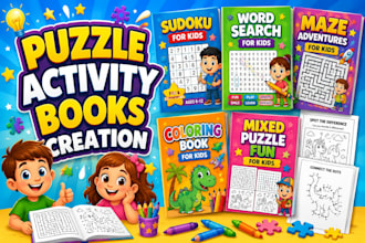 create kdp sudoku book, word search and puzzle activity book for kids