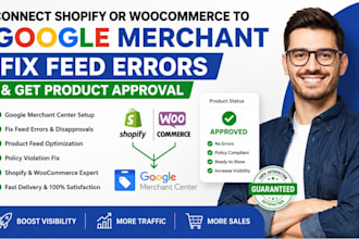 link shopify woocommerce with google merchant fix and approve product feed error