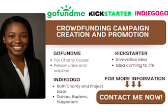 do fundraiser gofundme indiegogo kickstarter crowdfunding creation and promotion