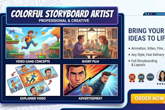 create professional storyboard for animation film and ads
