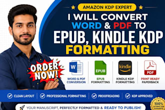 convert word PDF to epub kindle KDP formatting and proofreading