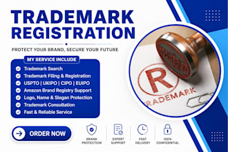 file and register your trademark in usa, uk canada eu and amazon brand registry