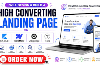 design and build a high converting landing page on kajabi webflow unbounce tilda