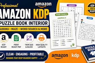 create, design puzzle book sudoku maze word search activity book for amazon kdp
