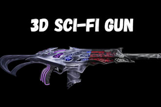 design pbr low poly 3d sci fi weapon, mech gun, knife, props for game