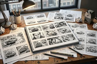draw professional storyboard for book animation and commercial comic and game