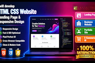 develop HTML CSS website, HTML landing page and responsive website design