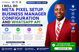 do meta pixel setup, business manager configuration and whatsapp API