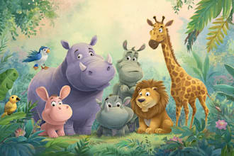 draw animals cartoon illustration