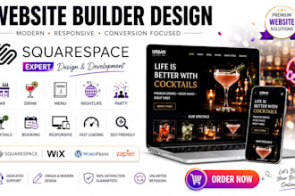 design squarespace wix bar drink menu nightlife party cocktails booking website