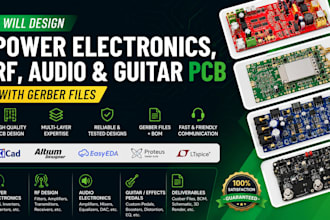 design power electronics, rf, audio and guitar pcb with gerber files