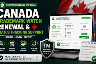 provide canada trademark watch, renewal and status tracking support