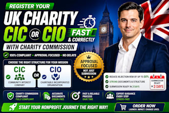 register UK charity cic or cio with charity commission fast and correctly