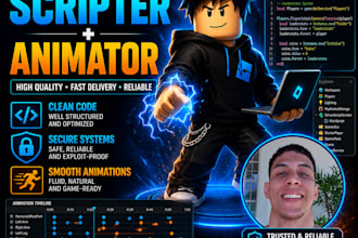 develop roblox game systems, scripts and animations