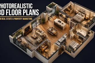 create photorealistic 3d floor plan rendering for  real estate cgi