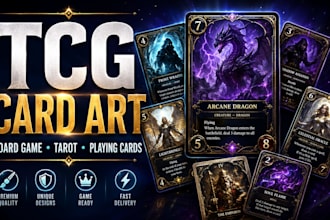 design custom board card game tcg tarot cards oracle card illustration tuck box