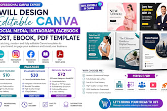design editable canva social media, instagram, facebook post ebook pdf template