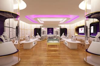 functional 3d retail space, jewelry store,interior layout,ikea display rendering