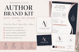 design author media kit author branding epk design elegant feminine logo