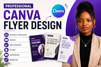 design canva flyers, presentations, workbooks and lead magnet designs