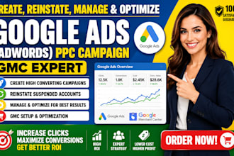 create reinstate manage and optimize google ads adwords ppc campaign gmc expert