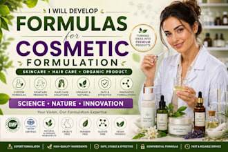 develop formulas for cosmetic formulation, skincare, hair care, organic product
