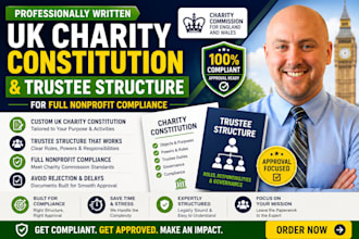 write UK charity constitution and trustee structure for full nonprofit complianc