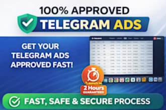 setup telegram bot, telegram channel for telegram ads 5days approval