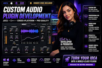 develop custom vst vst3 au audio plugin using juce dsp gui vst plugin developer