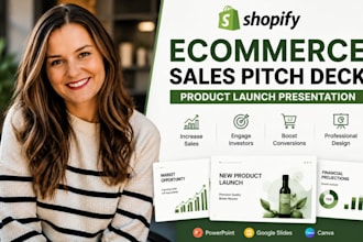 design shopify ecommerce sales pitch deck, product launch presentation