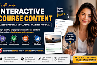 create interactive course content for lesson program, syllabus, training program