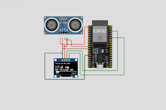 write esp32 code for ultrasonic sensors with oled display