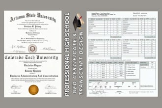 design high school diploma, certificate, university transcript, college diploma