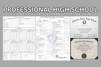 design high school diploma, certificate, university transcript, college diploma