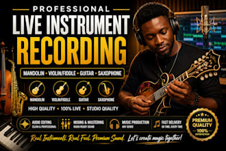 record live mandolin fiddle violin or guitar for your