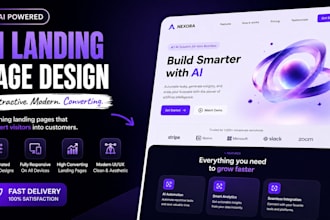 design a modern ai landing page, saas website UI, startup website