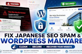 clean japanese SEO spam hack, remove malware and secure wordpress website