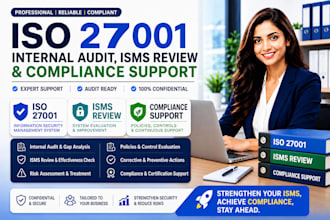 conduct iso 27001 internal audit, isms review and compliance support