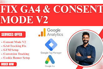 setup consent mode v2 and fix ga4 tracking issues