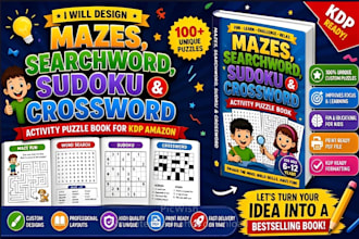 design mazes searchword sudoku and crossword activity puzzle book for amazon kdp