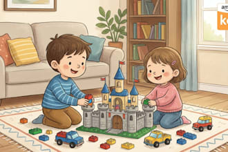 draw hand drawn children story book illusatration water colour