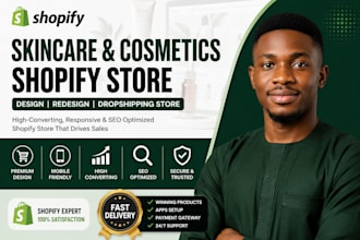 do skincare cosmetics shopify store, shopify dropshipping store, shopify website