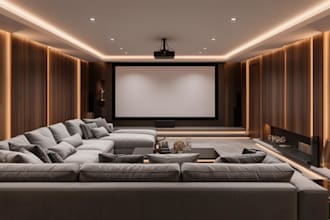 design basement remodel, entertainment room and 3d interior render