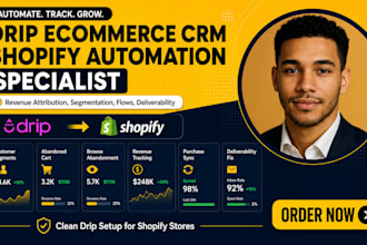 setup drip ecommerce crm and revenue attribution for shopify store