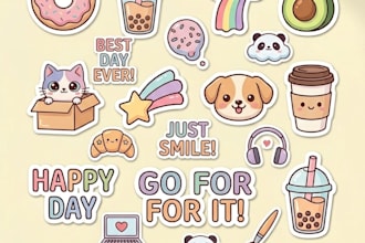 design custom cute gemoy digital stickers for your planner