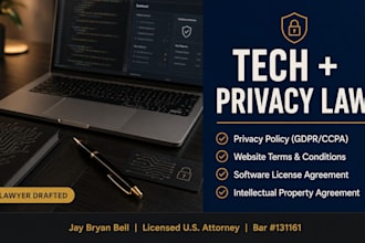 draft your privacy policy, tc, software license, or IP agreement